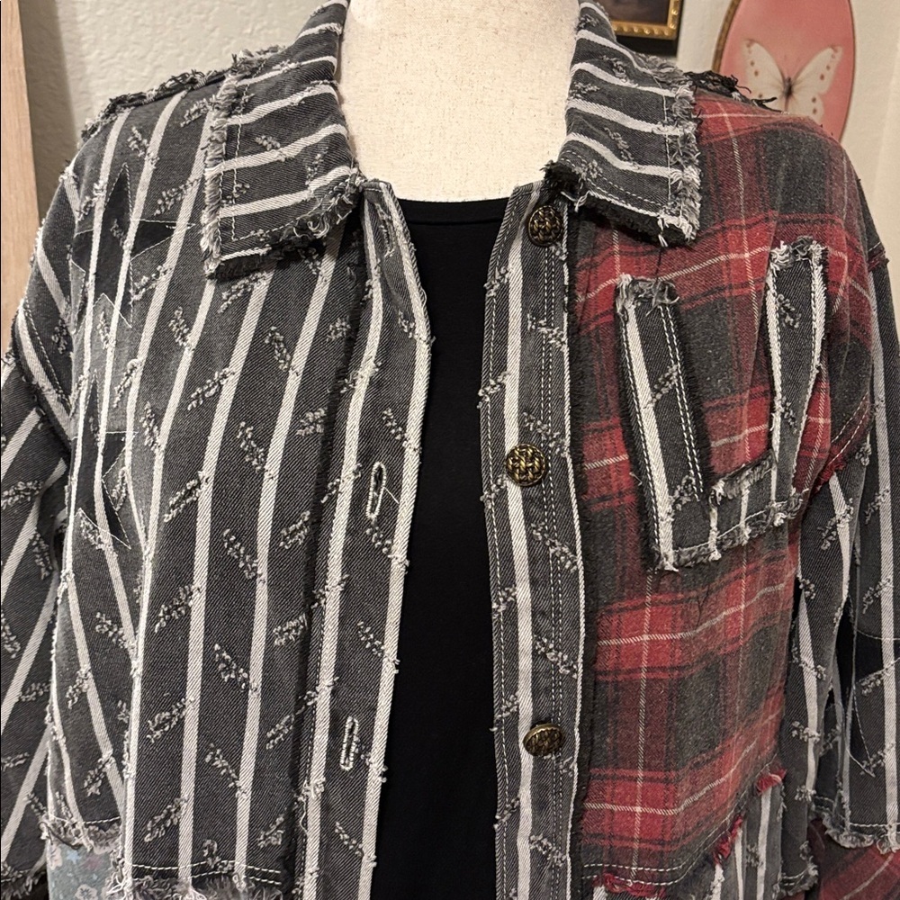 POL Patchwork Long Boho Jacket-Size Medium - Picture 6 of 9